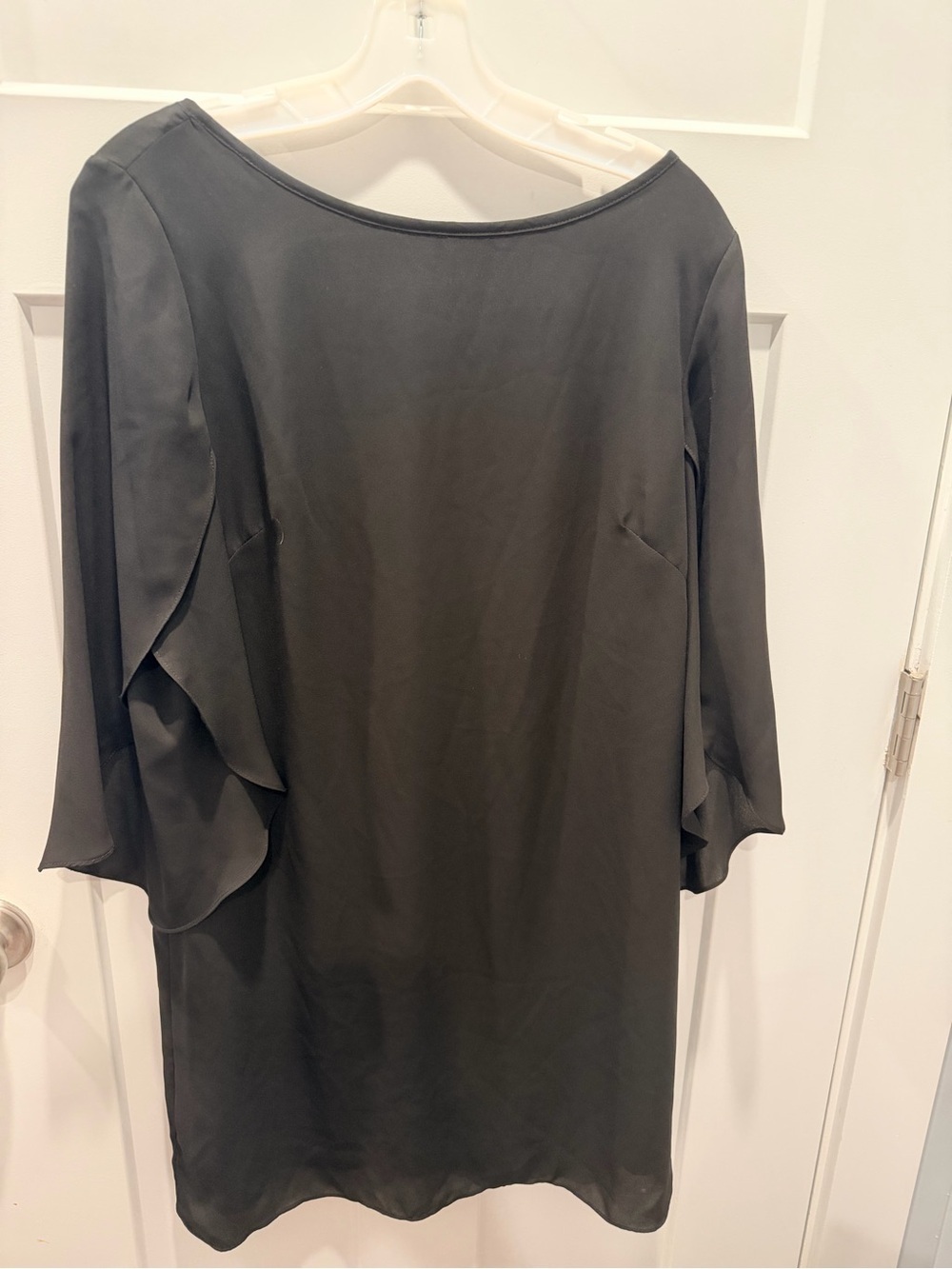 NWOT AB Studio Black Shift Dress Medium Layered Tulip Bell Sleeves